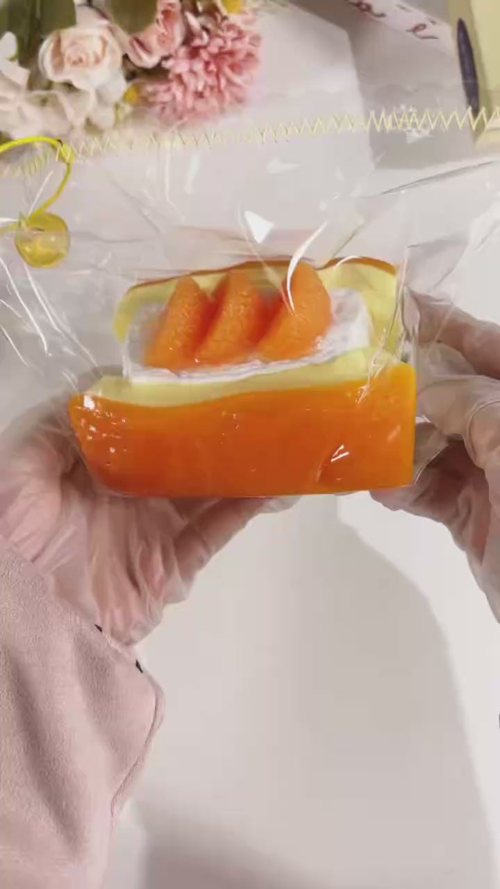 サンドイッチみかんケーキスクイーズトイ 高品質 ストレス解消 リアルフードトイ 高見映え 手作り
